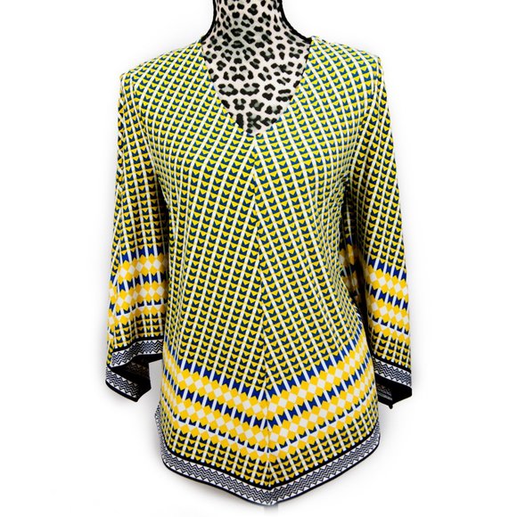 Chico's 1 top handkerchief hem 3/4 bell sleeve - Picture 1 of 14